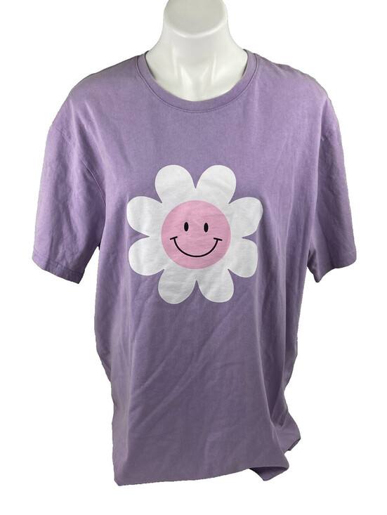 Fantastic Fawn Tops - Fantastic Fawn Women Medium Purple Smiling Flower T Shirt Oversized Loose NWT